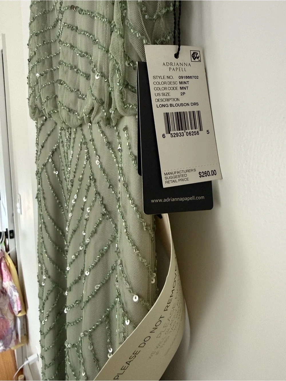 Adrianna Papell Beaded Sage Green V-Neck Maxi Dress - Picture 2 of 2